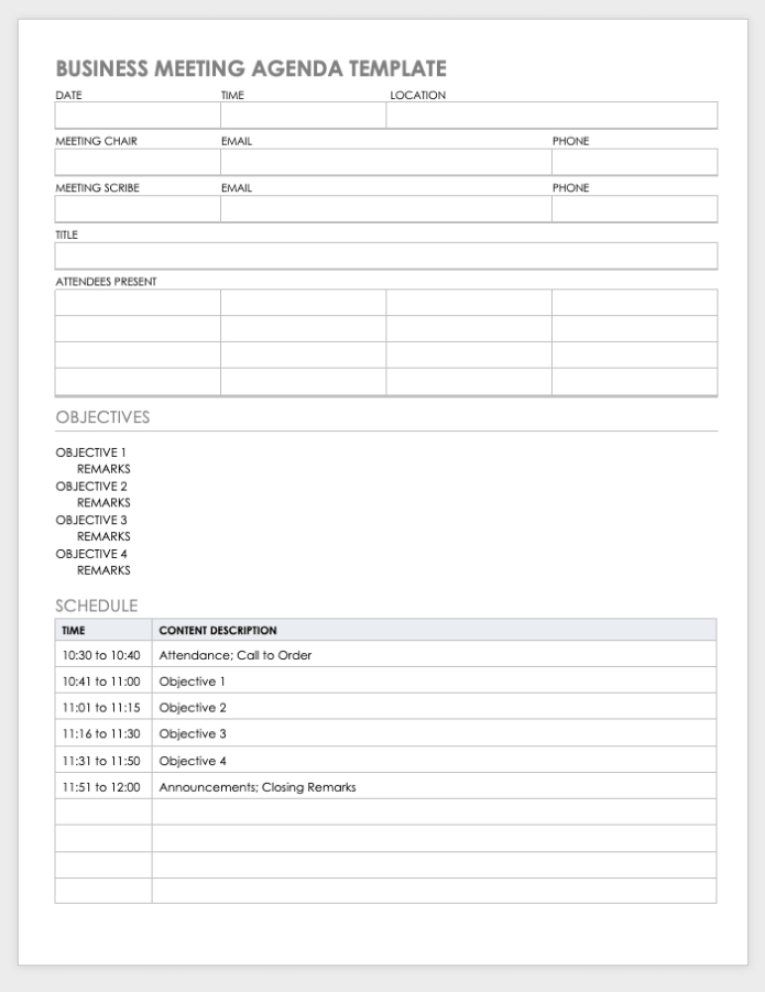 10+ Free Meeting Agenda Templates For Microsoft Word | Smartsheet Throughout Meeting Agenda Template Doc