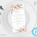Blush Pink Floral Baby Shower Menu Template Printable Wedding | Etsy For Baby Shower Menu Template