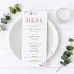 Floral Menu Template Baby Shower Printable Menu Card Custom | Etsy For Baby Shower Menu Template