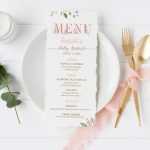 Floral Menu Template Baby Shower Printable Menu Card Custom | Etsy With Regard To Baby Shower Menu Template Free