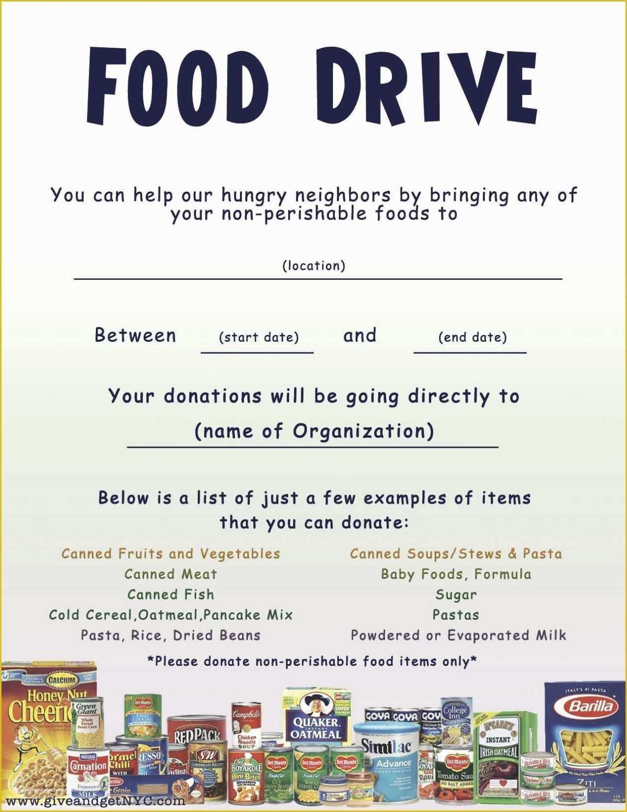 Free Can Food Drive Flyer Template Of Flyers | Heritagechristiancollege For Canned Food Drive Flyer Template