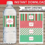 Printable Christmas Water Bottle Labels Template | Editable Text In Drink Bottle Label Template