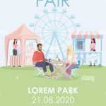 Summer Fair Brochure Template. Outdoor Cafe, Market Stalls Flyer Regarding Summer Fair Flyer Template